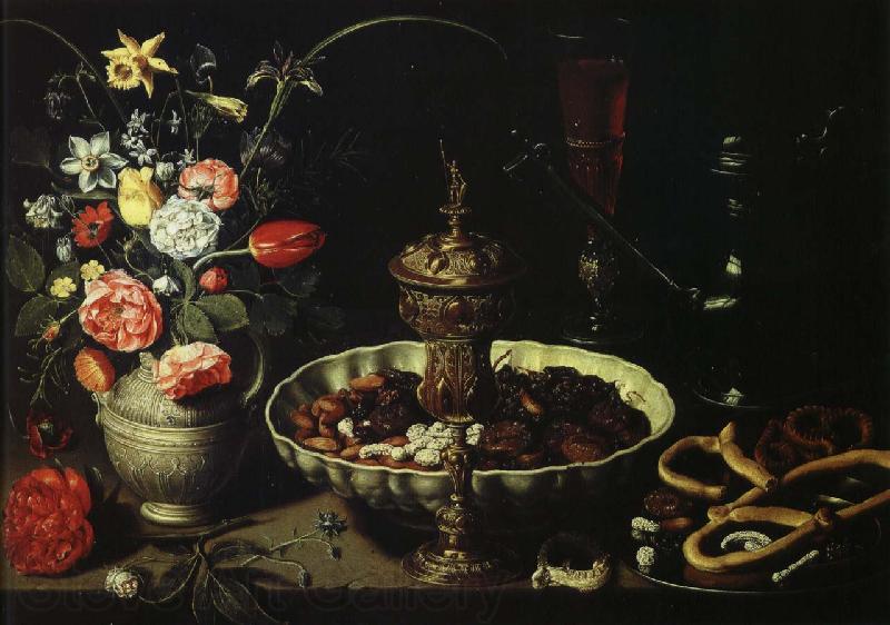 PEETERS, Clara bord med blomvas och torkad frukt Germany oil painting art